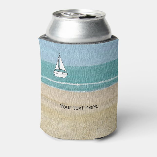 Your text on Sailboat on Ocean, Can Coolers (Can Back)