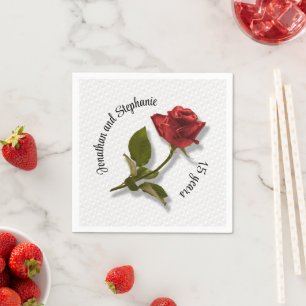 Your Text - One Red Rose  - Floral Photography Napkin