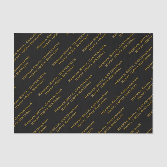 Your Text Pattern All Over Print Black/Gold Tissue Paper (Front)