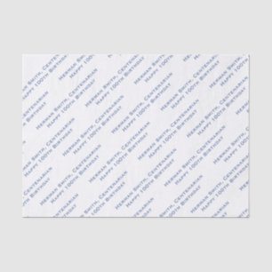 Your Text Pattern All Over Print Blue/White Tissue Paper