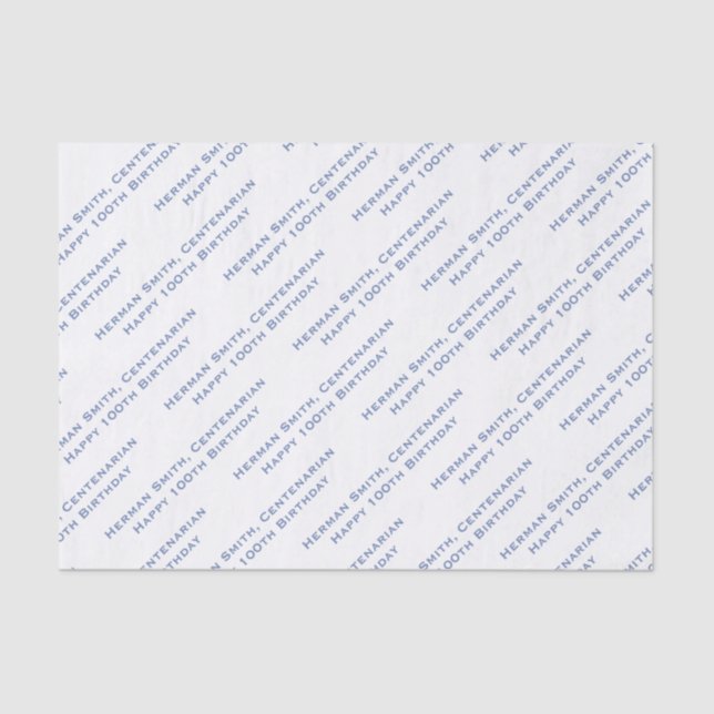 Your Text Pattern All Over Print Blue/White Tissue Paper (Front)