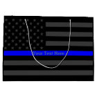 Your Text Personalised Thin Blue Line Grey US Flag