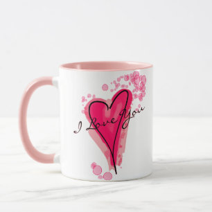 YOUR TEXT Pink Watercolor Heart Mug