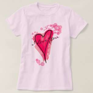 YOUR TEXT Pink Watercolor Heart T-Shirt