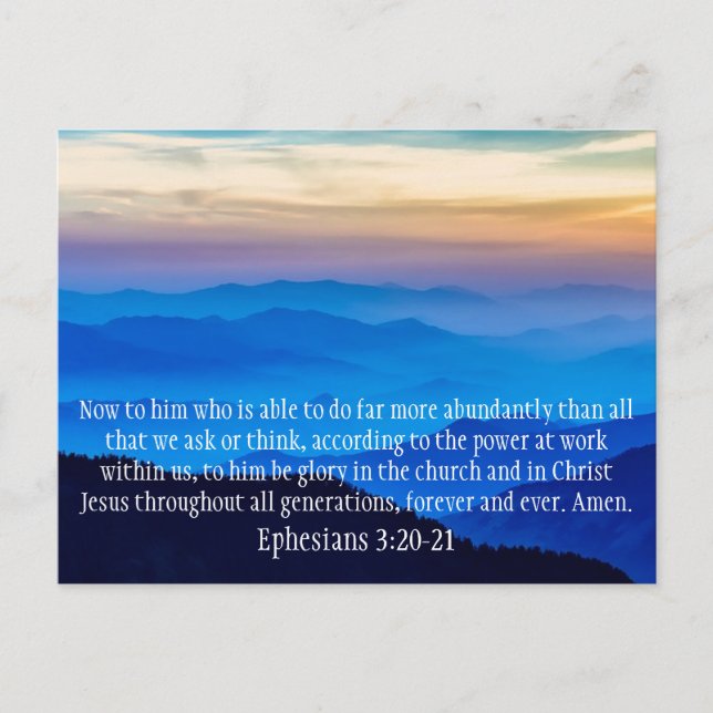 Your Text Pretty Blue Mountains Ephesians 3:20-21 Postcard (Front)