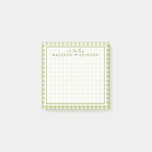 Your Text Pretty Green Mint Gingham Post-it Notes