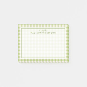 Your Text Pretty Green Mint Gingham Post-it Notes