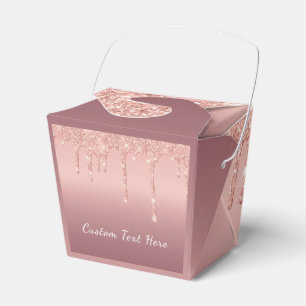 Your Text Rose Gold Blush Glitter Favour Box