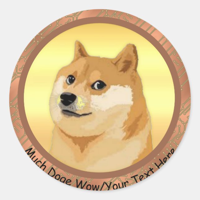 Your Text Rose Gold Dogecoin Crypto Much Doge Wow Classic Round Sticker (Front)
