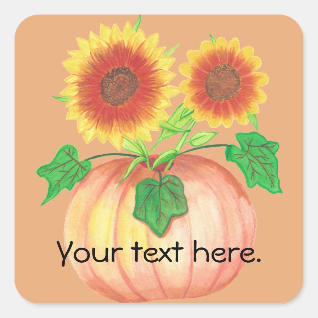 Your Text Sunflowers in Pumpkin, Leaves Stickers (Front)