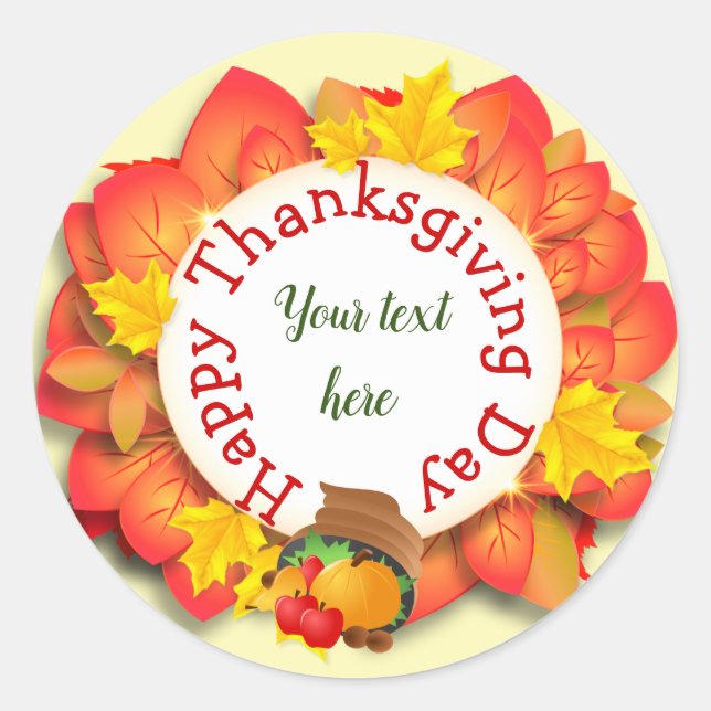 Your Text Thanksgiving Classic Round Sticker (Front)