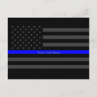 Your Text Thin Blue Line Black US Flag Mailing