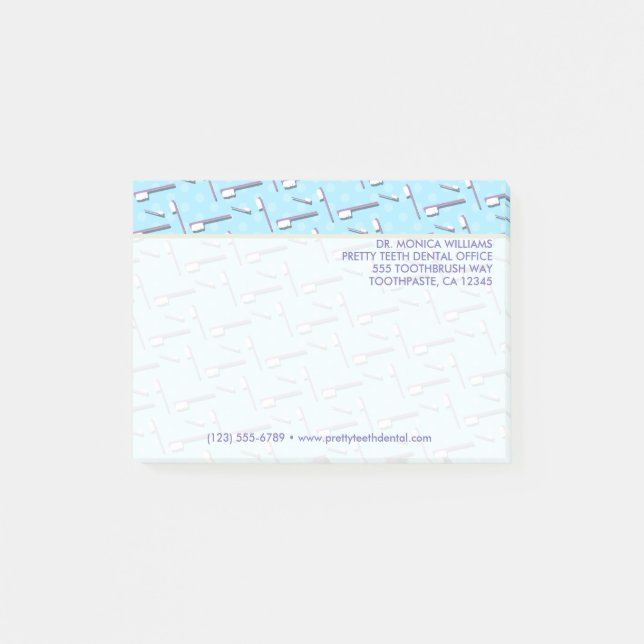 Your Text | Toothbrush Dental Office Post-it Notes (Front)