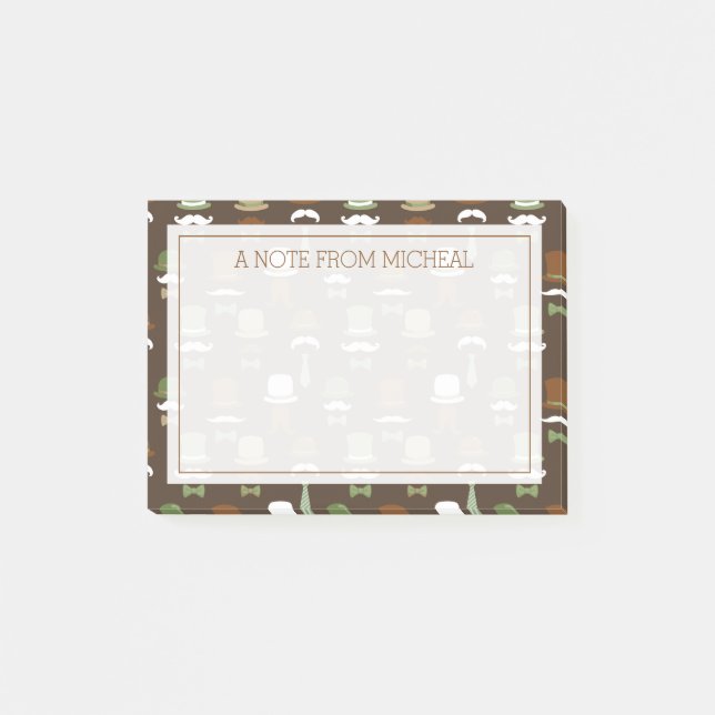 Your Text | Top Hat Moustache Post-it Notes (Front)