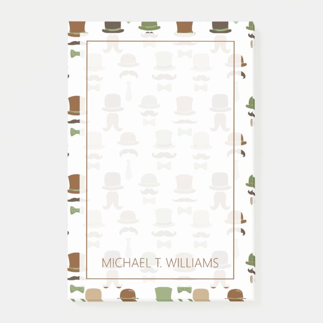 Your Text | Top Hat Moustache Post-it Notes (Front)