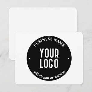 Your Text & Uploaded Logo   Editable Black & White Card