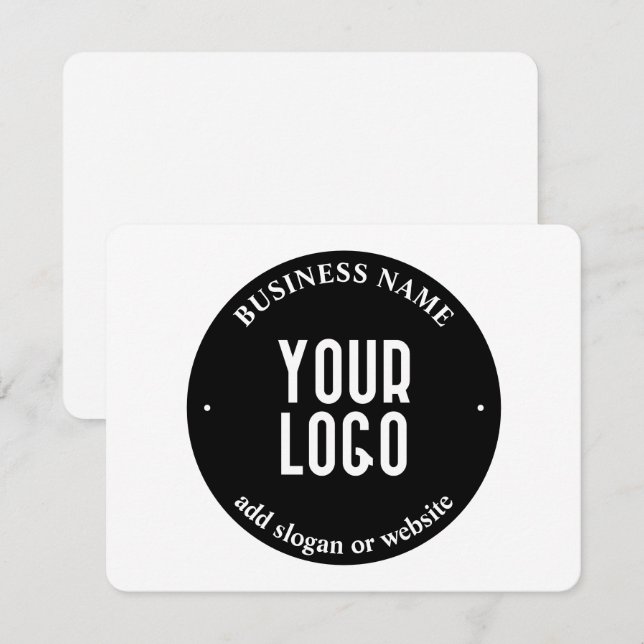 Your Text & Uploaded Logo | Editable Black & White Card (Front/Back)