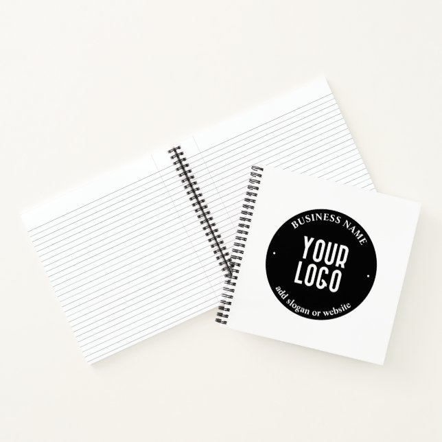 Your Text & Uploaded Logo | Editable Black & White Notebook (Inside)