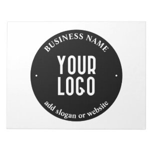 Your Text & Uploaded Logo   Editable Black & White Notepad