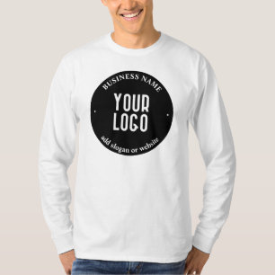 Your Text & Uploaded Logo Editable Black & White T-Shirt