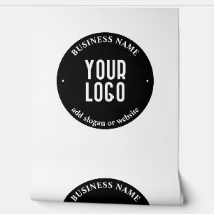 Your Text & Uploaded Logo Editable Black & White Wallpaper