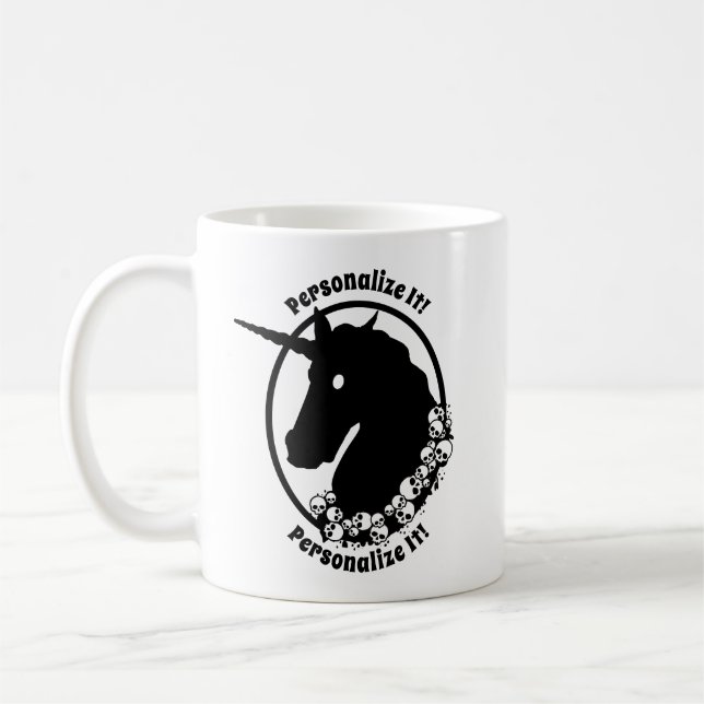 YOUR TEXT Zombie Unicorn Coffee Mug (Left)