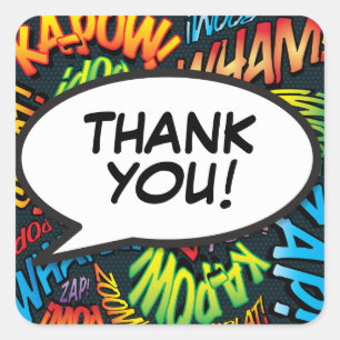 Your Thank You Message Speech Bubble Fun Retro Square Sticker