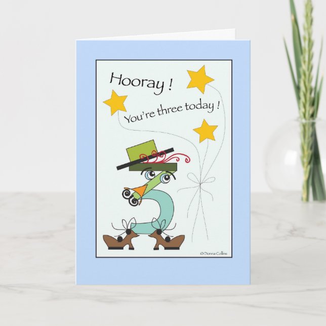 Your Three Blue Trim Birthday Card (Front)