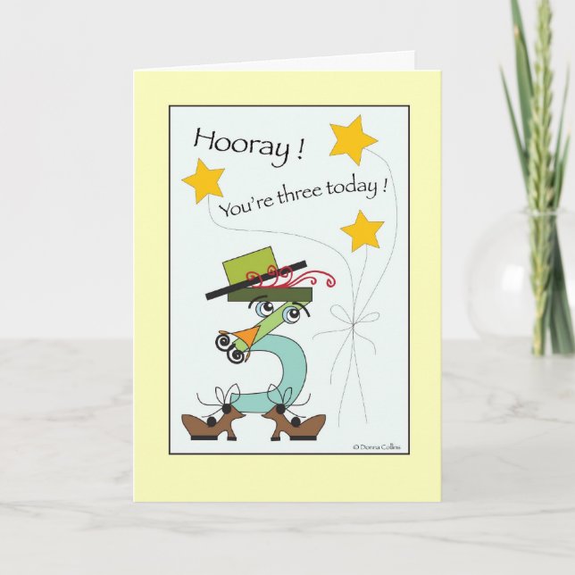 Your Three Yellow Trim Birthday Card (Front)