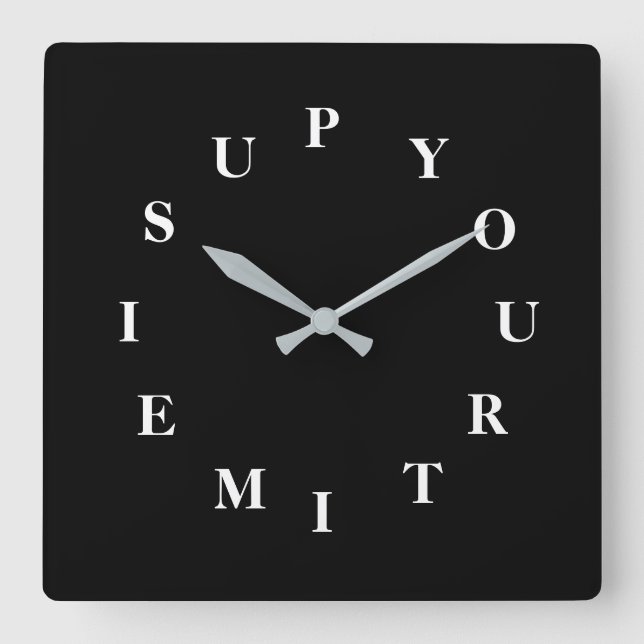 Your Time Is Up Black Wall Clock by Janz (Front)
