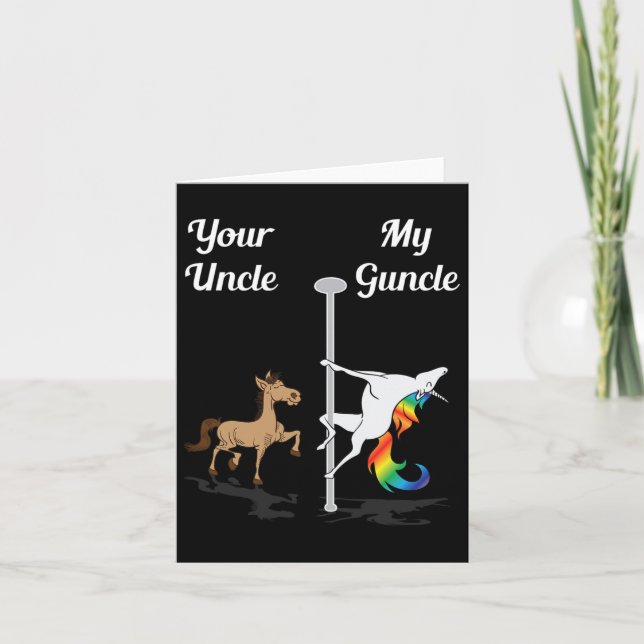 Your Uncle My Guncle You Me Dancing Unicorn Rainbo Card (Front)