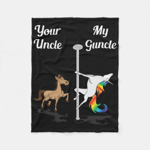 Your Uncle My Guncle You Me Dancing Unicorn Rainbo Fleece Blanket