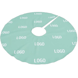 Your Uploaded Image or Logo Tiled   Light Teal  Brushed Polyester Tree Skirt