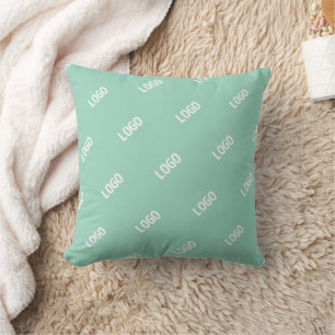 Your Uploaded Image or Logo Tiled   Light Teal  Cushion