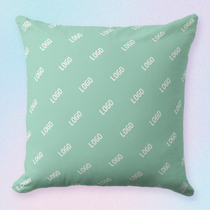 Your Uploaded Image or Logo Tiled   Light Teal  Cushion