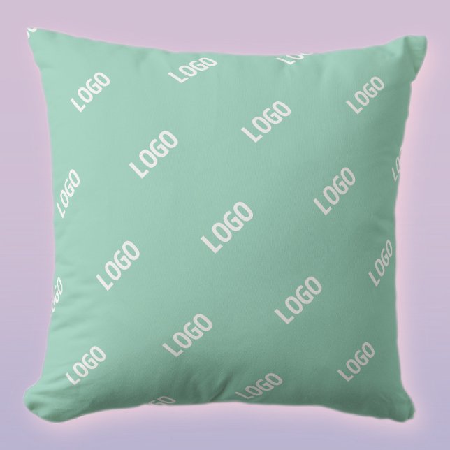 Your Uploaded Image or Logo Tiled | Light Teal  Cushion (Creator Uploaded)