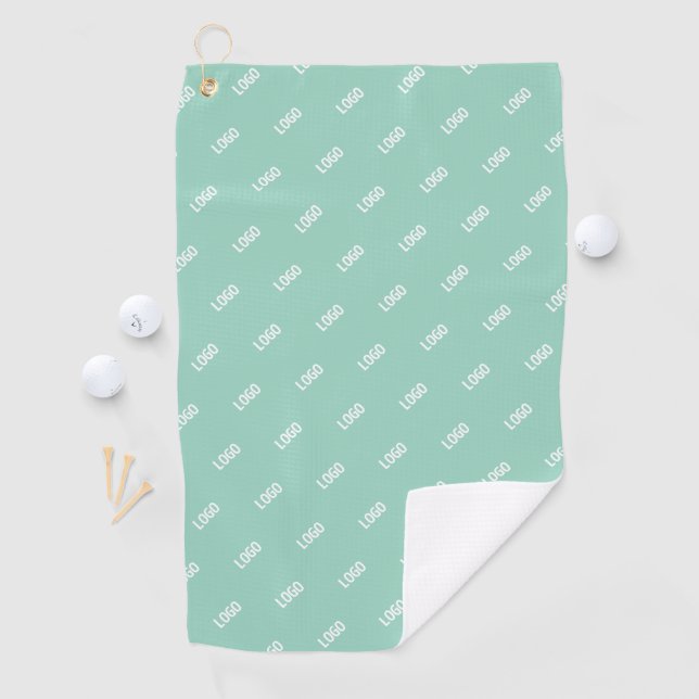 Your Uploaded Image or Logo Tiled | Light Teal  Golf Towel (InSitu)