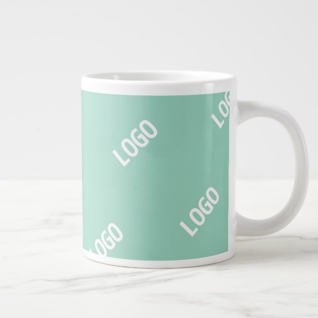 Your Uploaded Image or Logo Tiled | Light Teal  Large Coffee Mug (Right)
