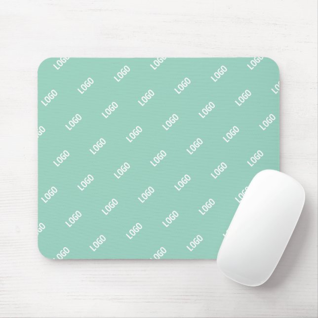 Your Uploaded Image or Logo Tiled | Light Teal  Mouse Mat (With Mouse)