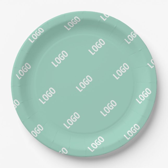 Your Uploaded Image or Logo Tiled | Light Teal  Paper Plate (Front)