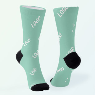 Your Uploaded Image or Logo Tiled   Light Teal  Socks