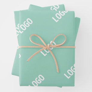 Your Uploaded Image or Logo Tiled Light Teal Wrapping Paper Sheet