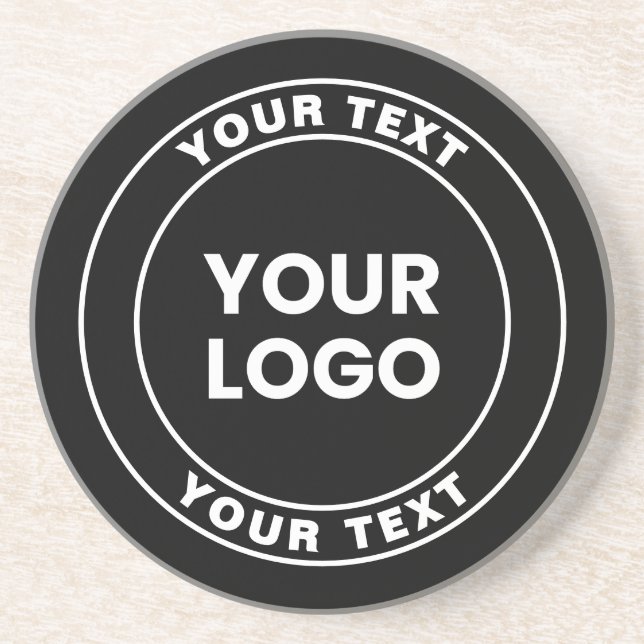 Your Uploaded Logo + Bold Circular Text  Coaster (Front)