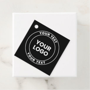 Your Uploaded Logo + Bold Circular Text Favour Tags