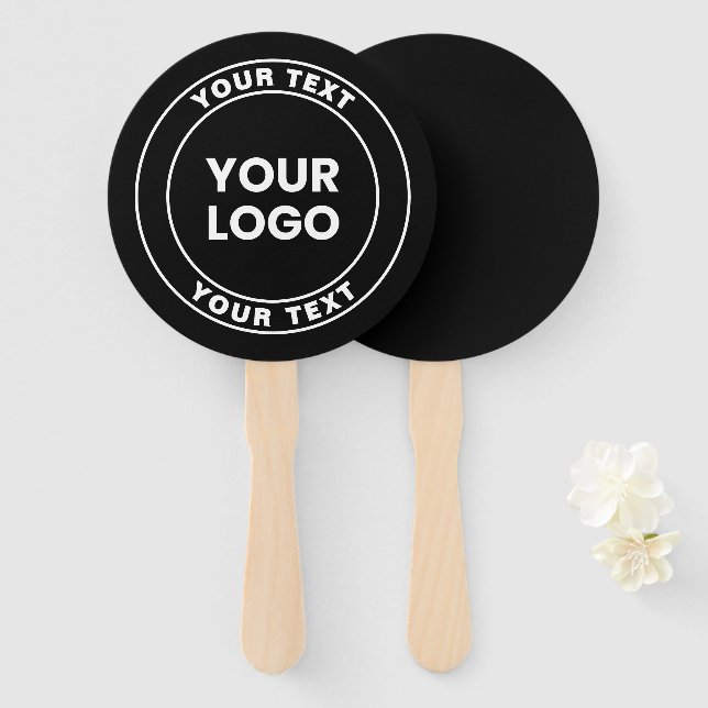 Your Uploaded Logo + Bold Circular Text  Hand Fan (Front and Back)