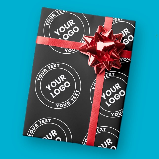 Your Uploaded Logo + Bold Circular Text  Wrapping Paper (Creator Uploaded)