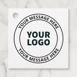 Your Uploaded Logo + Editable Circular Text  Favour Tags