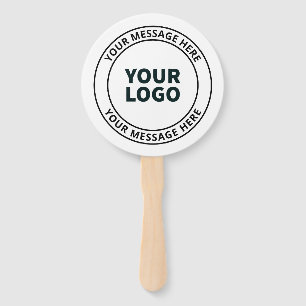 Your Uploaded Logo + Editable Circular Text  Hand Fan