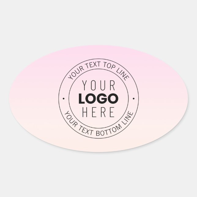 Your Uploaded Logo | Editable Circular Text  Oval Sticker (Front)