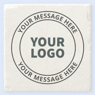 Your Uploaded Logo + Editable Circular Text  Stone Coaster